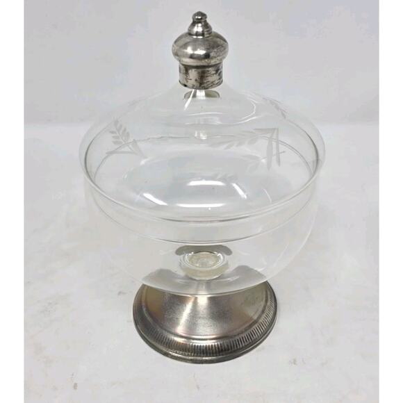 Maurice Duchin Creation Weighted Sterling Silver and Etched Glass Candy Dish - Picture 1 of 11